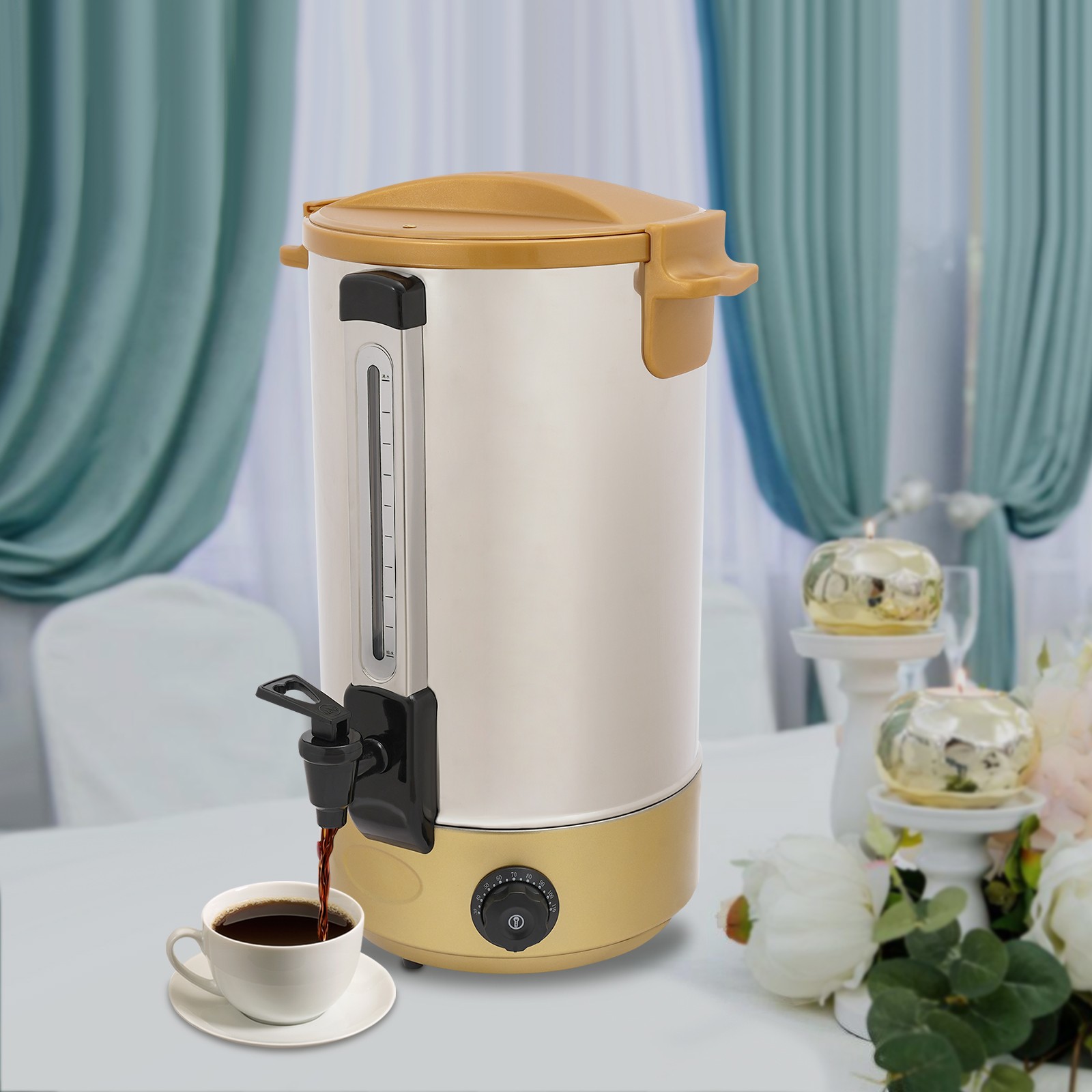 Modern Gold 7.4 Gallon Coffee Dispenser with Temperature Control