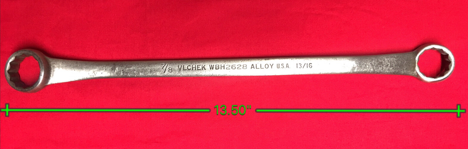 Vintage USA Vlcheck Box End wrench Offset 13/16” x 7/8” 12 Point WBH2628