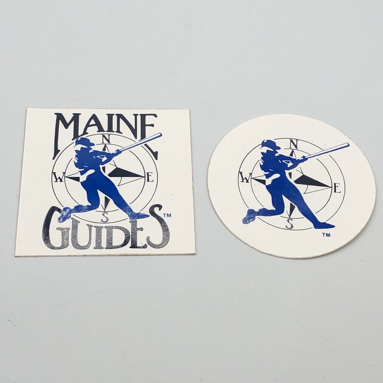 Vintage Maine Guides Pair of White Baseball Stickers International League MiLB