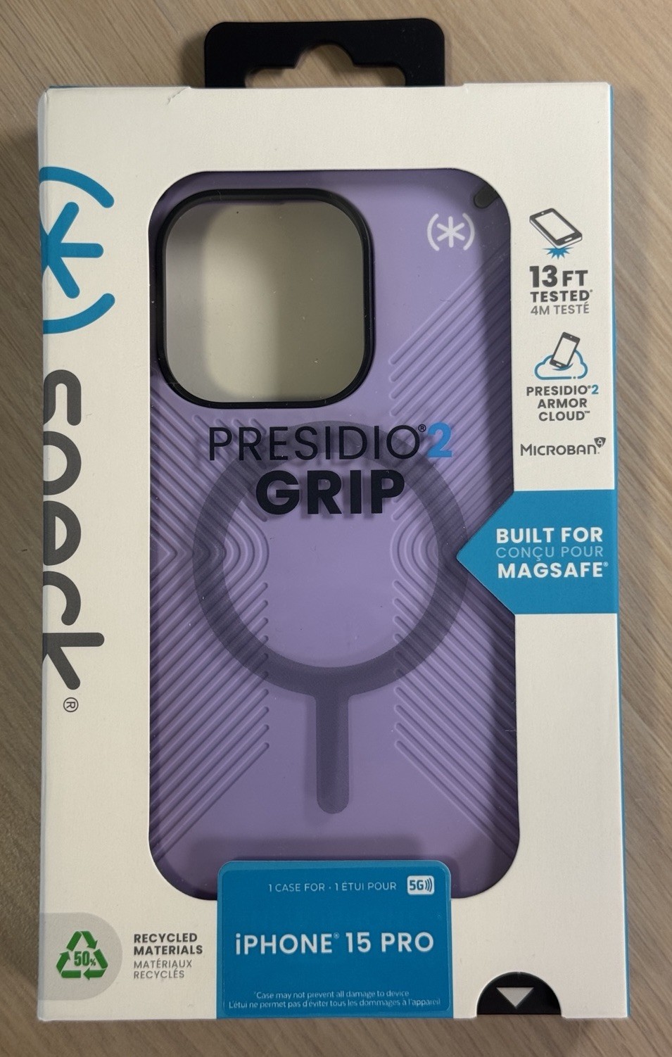 Speck MagSafe Case Presidio 2 Grip for iPhone 15 Pro 6.1” Color Spring Purple