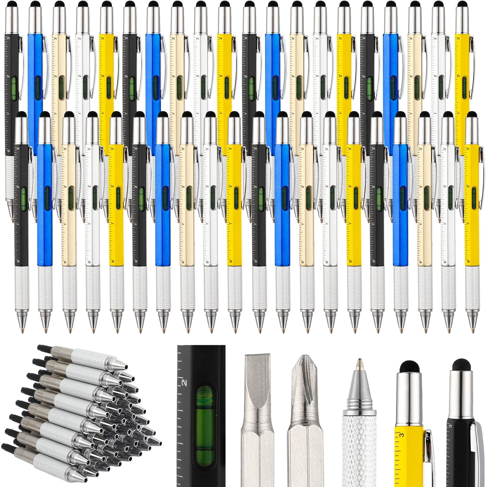Yeaqee 80 Pcs Valentines Men Gifts:6 in 1 Multi Tool Pens with Classic Color