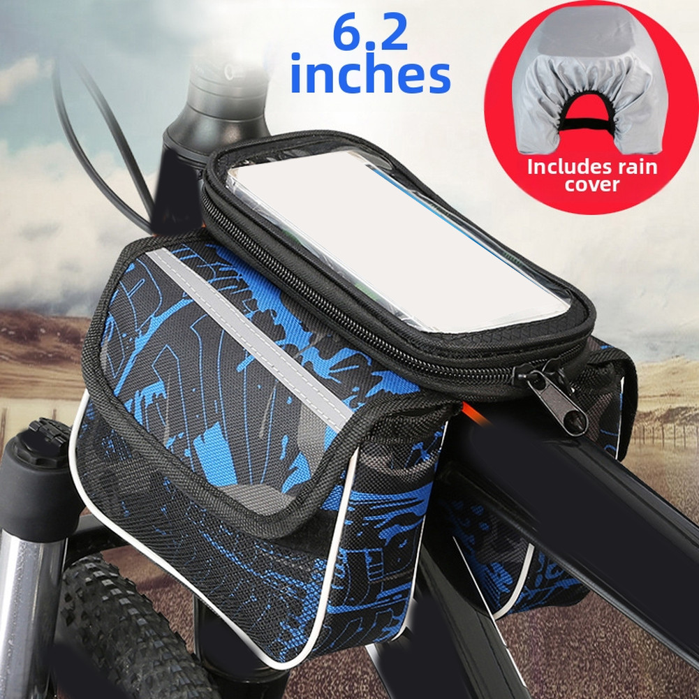 Double-Sided Bike Saddle Bag 19x14x9cm Canvas Material with Reflective Trim