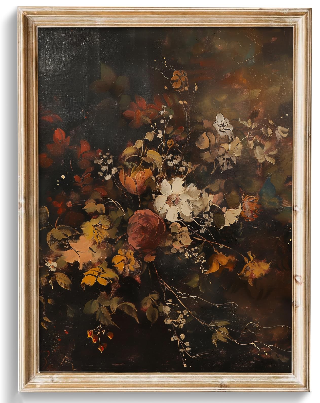 uniro Vintage Floral Wall Art Print, Moody Dark Autumn 10"L x 8"W,