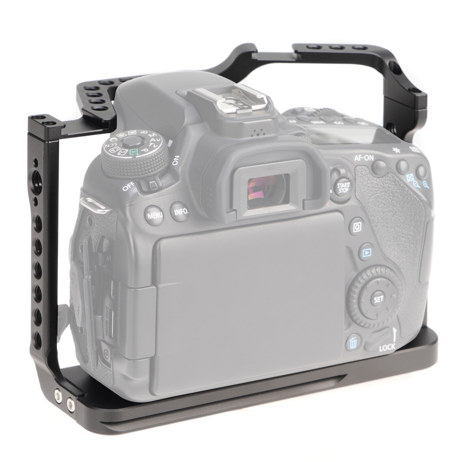 Camera Cage Rig with 1/4"-20 with Top Handle Grip for Canon EOS 80D 90D Camera