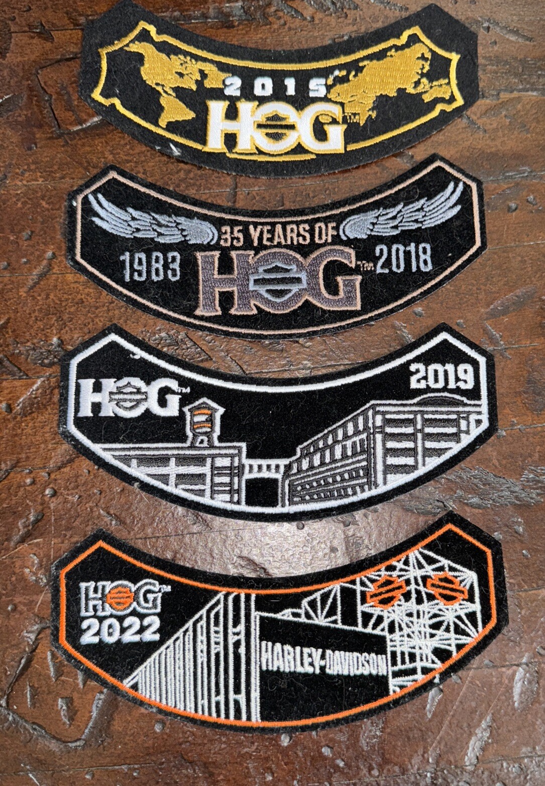 Harley Davidson - HOG - Patches 2015, 35 Year, 2019, 2022. NEW