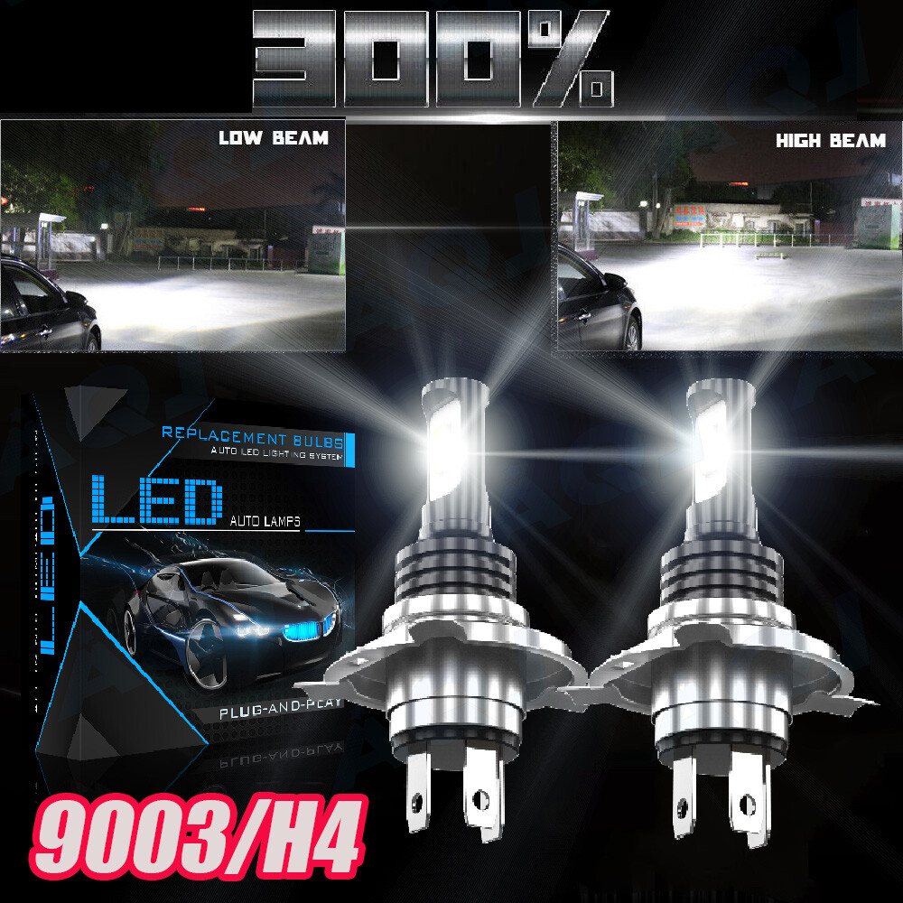For HONDA CIVIC 1996-2000 2*LED Headlight H4/9003 6000K White Bulbs Hi/Low Beam