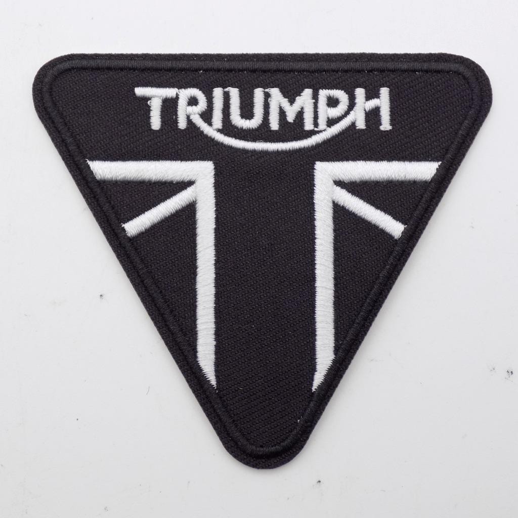 Triumph Motorcycles Embroidered Patch Iron/Sew On 3"x3" Triangle Black/White New