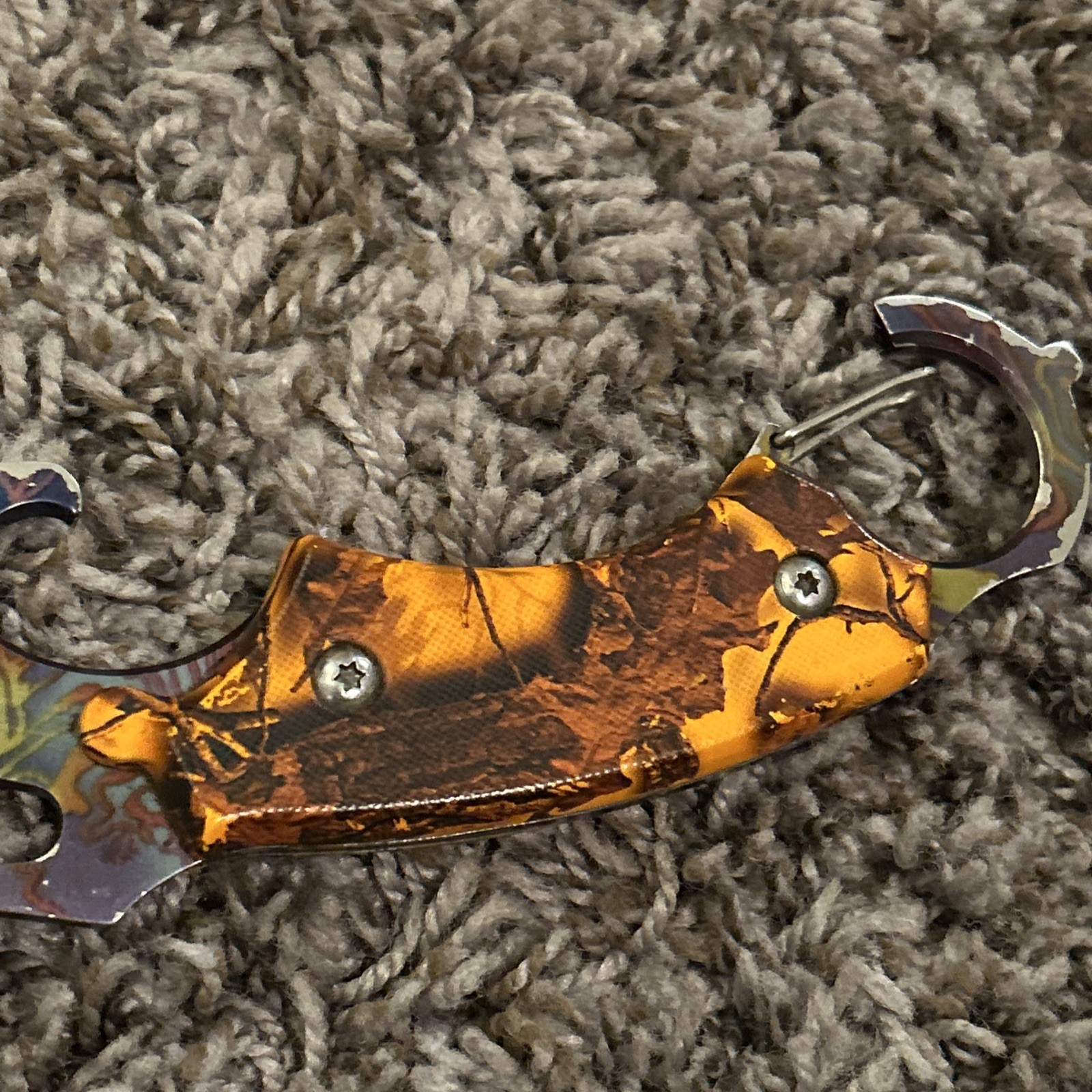 ORANGE CAMO Fixed RAINBOW Blade Karambit Neck Knife
