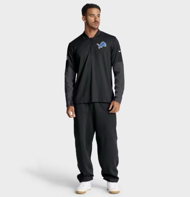 Detroit Lions Nike 2025 Sideline Dri-FIT Half-Zip Pullover - Black