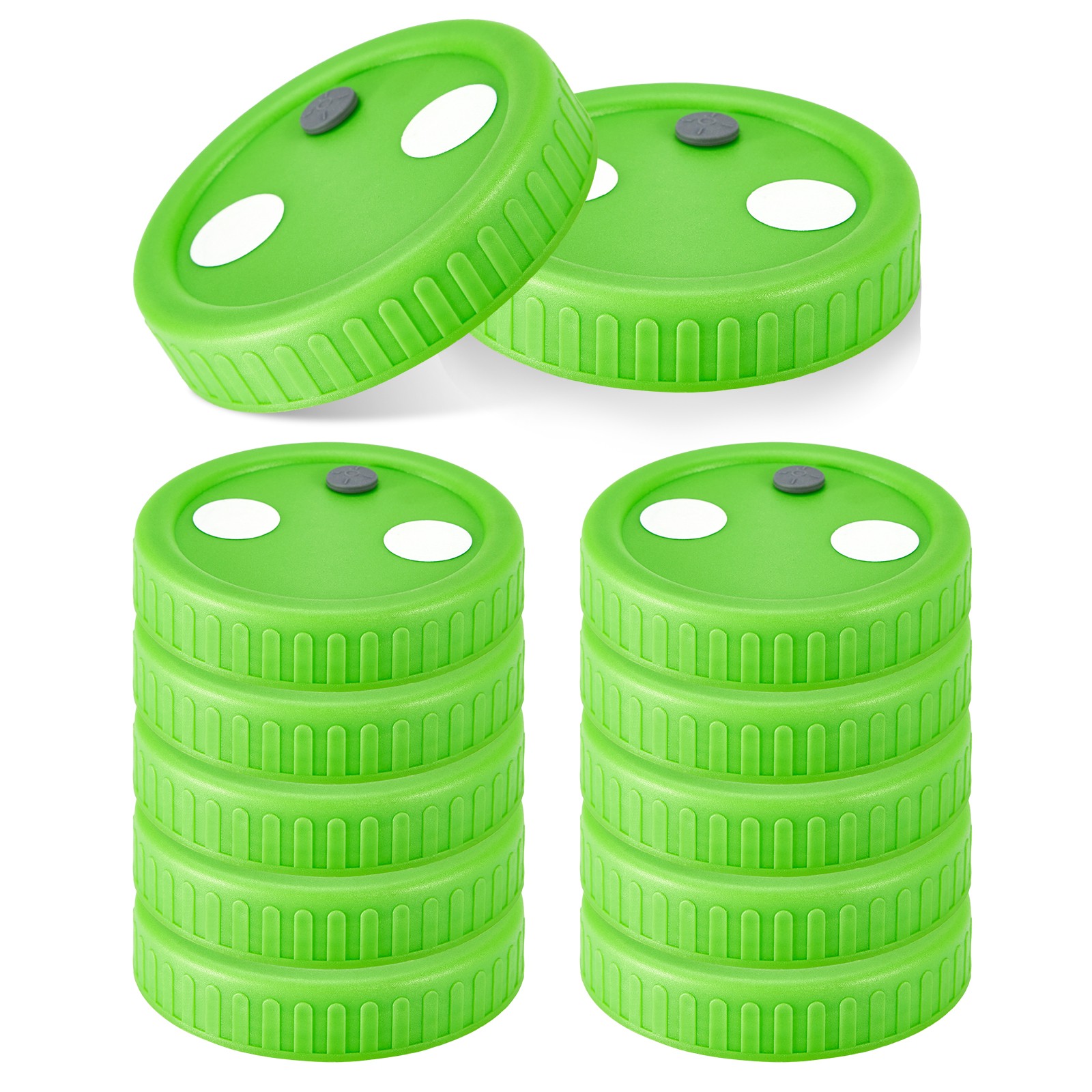 12 Liquid Culture Mason Jar Lids Wide Mouth for Mycology, 2 Injection Ports Each
