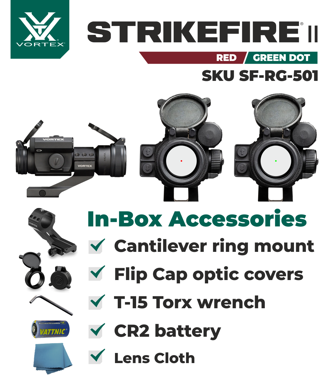 Vortex Optics Strikefire II Red/Green Dot Scope w/ 6x Magnifier & CD Hat Bundle