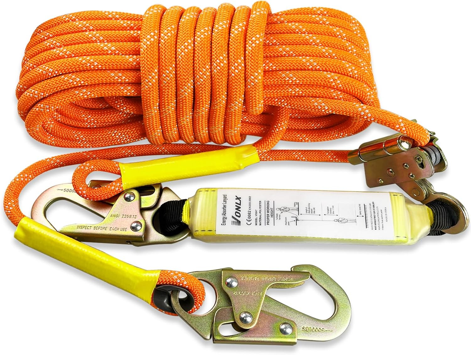 Fall Protection Safety Rope 50FT Heavy Duty Vertical Roofing Ropes