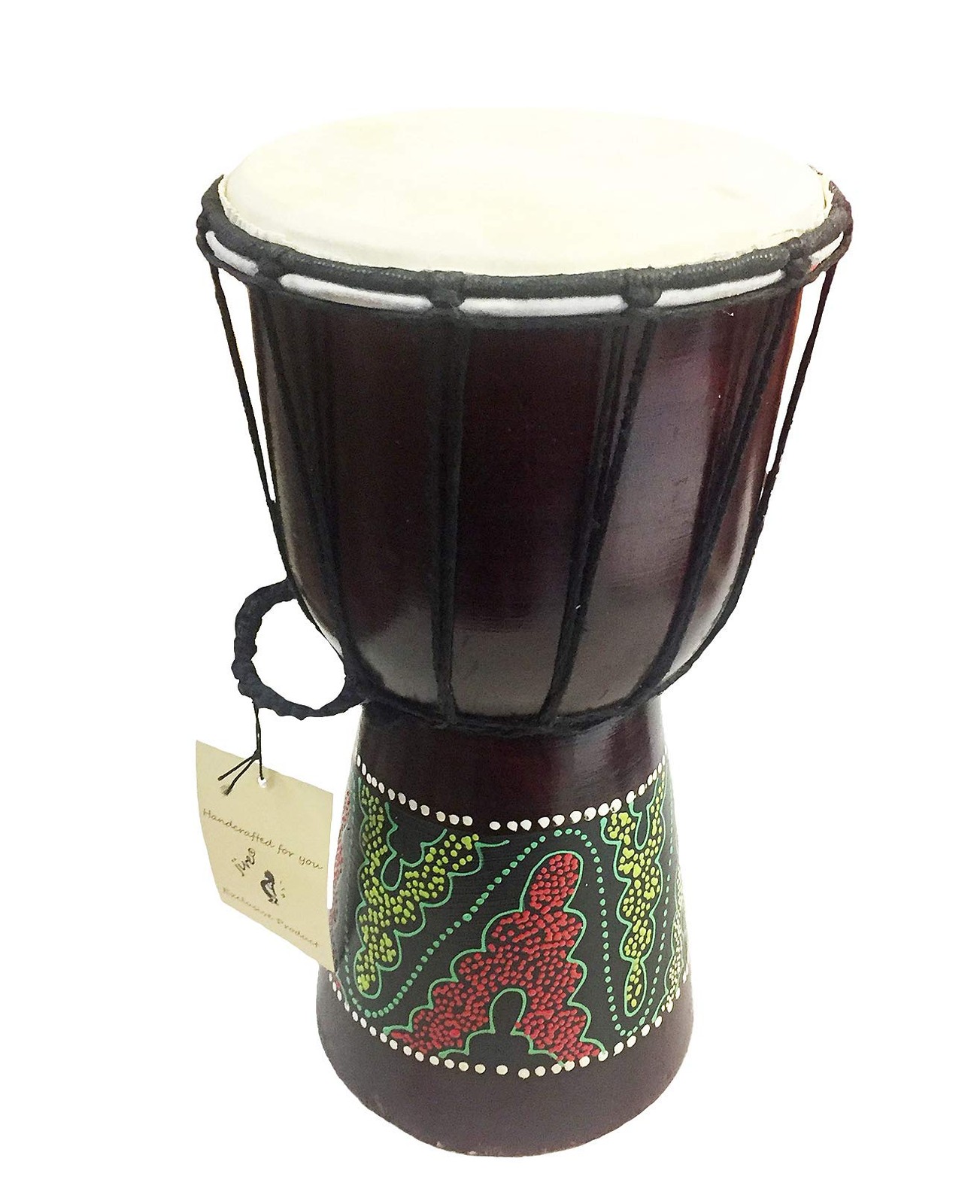 Djembe Drum – Hand Carved African Drum, Bongo Congo Style – Solid Mahogany wi...