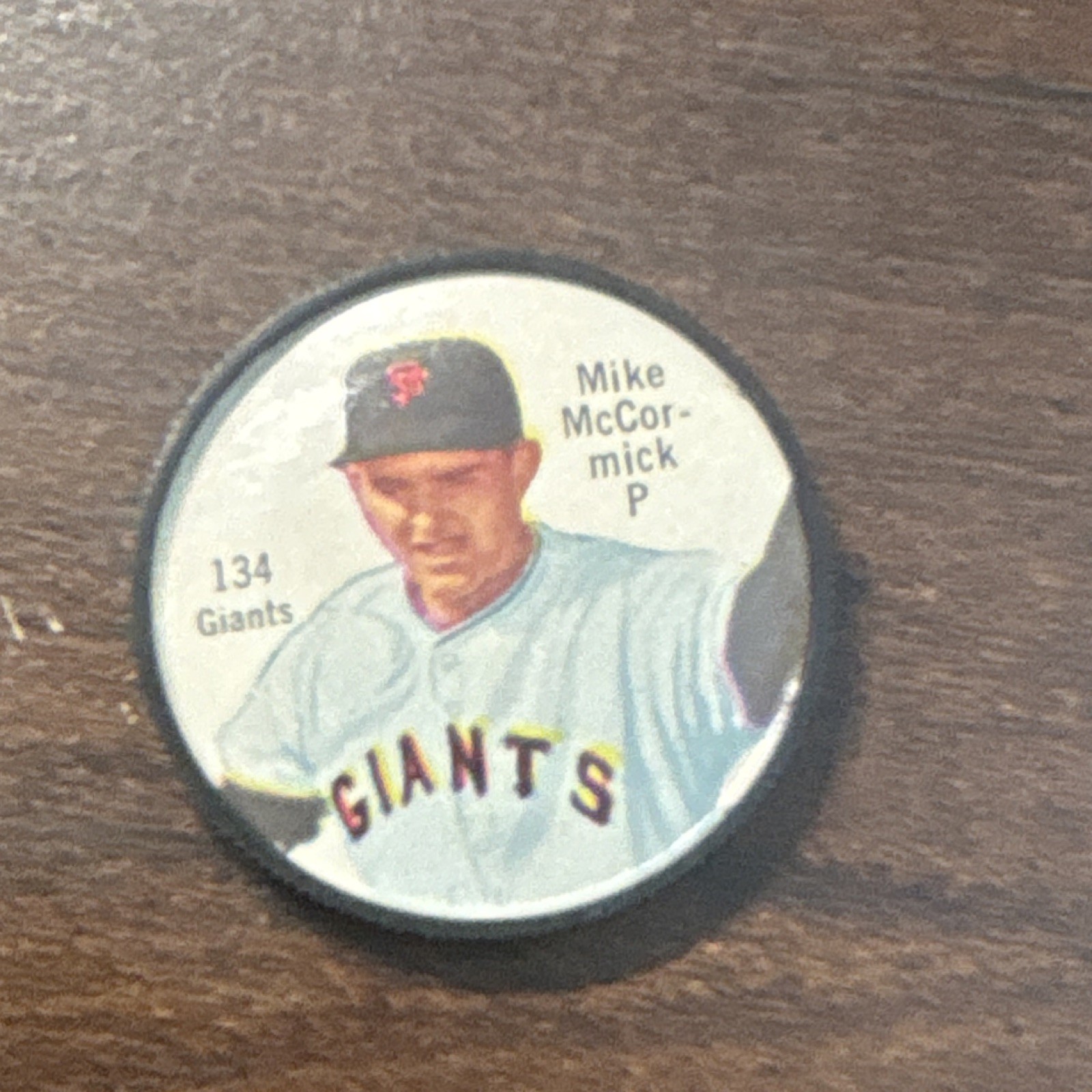 1962 Salada Tea Junket Baseball Coin Mike McCormick San Francisco Giants Vintage