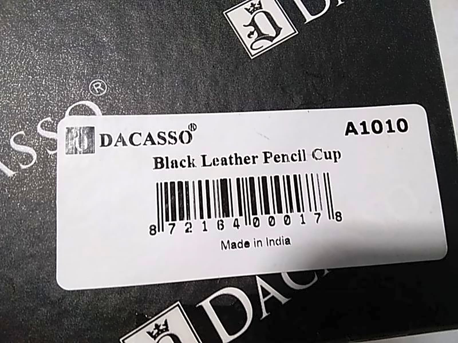 Dacasso A1010 Black Leather Square Pencil Cup