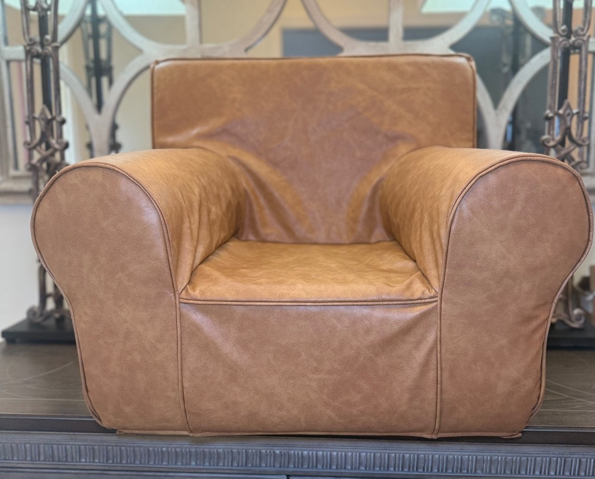 Pottery Barn Kids Anywhere Chair Caramel Faux Leather