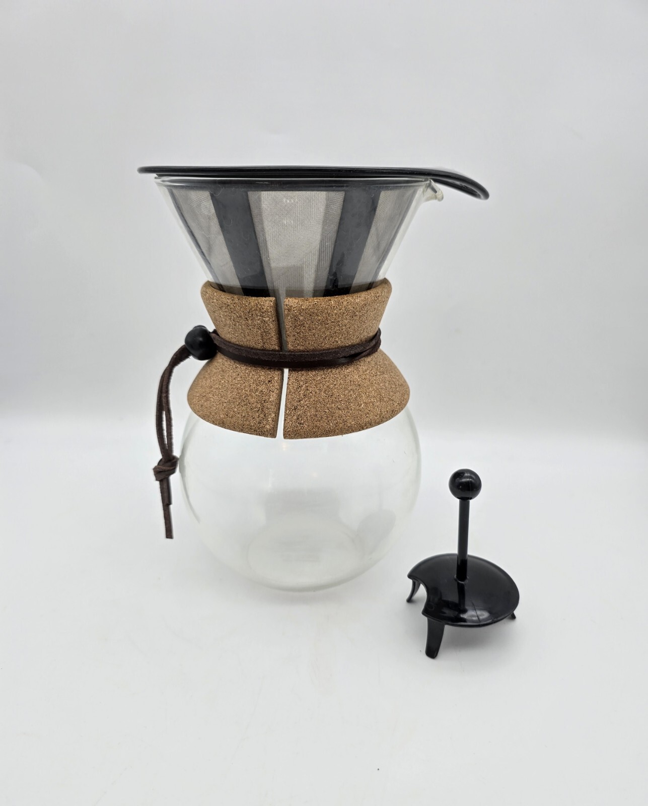 Bodum Pour Over Glass Coffee Carafe / With   Cork Collar  & FILTER & Lid 8.5" H