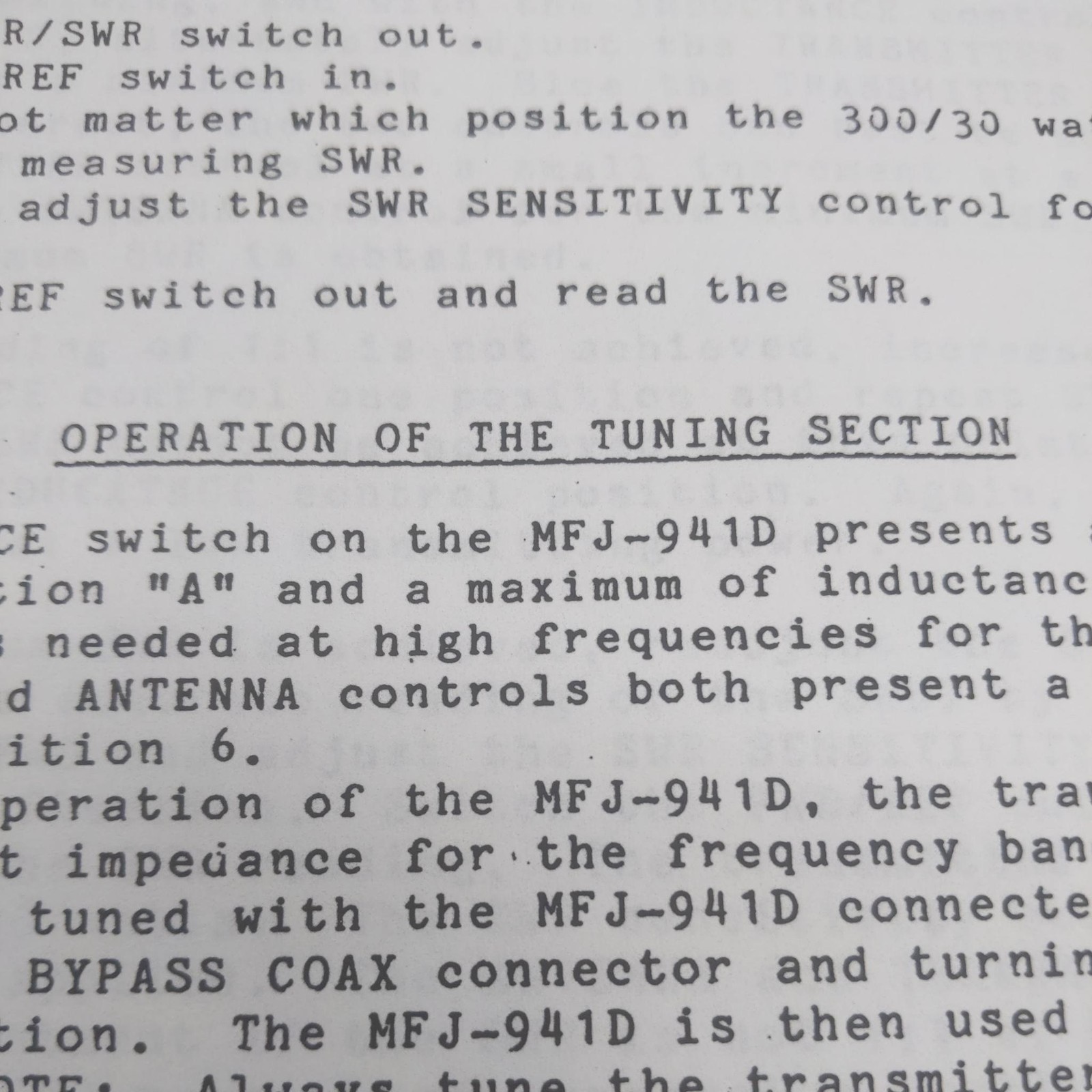 MFj-941D Versa Tuner II Manual, Original