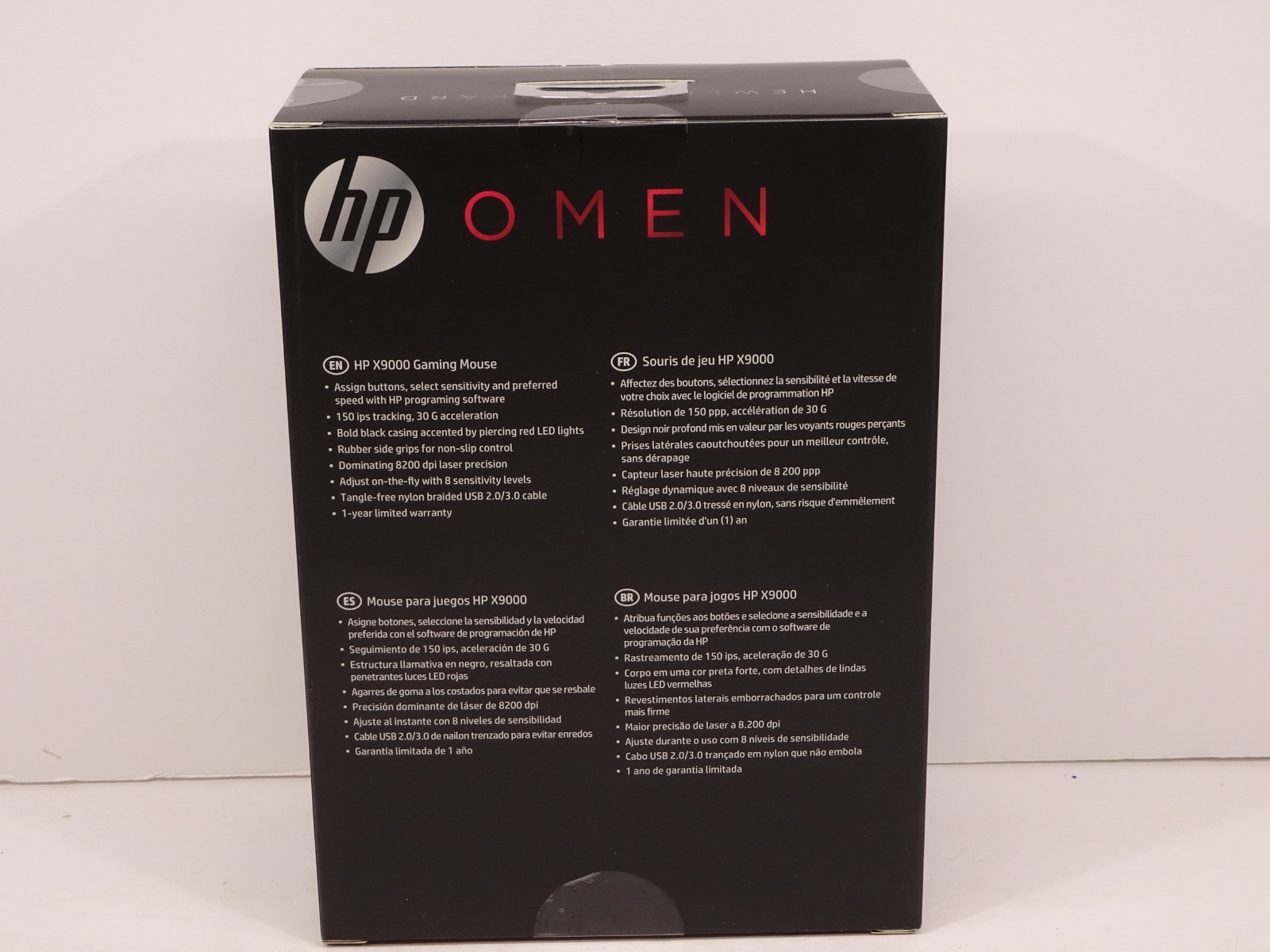 HP Omen X9000 Elite Precision Gaming Computer Mouse 8200 DPI 150 IPS