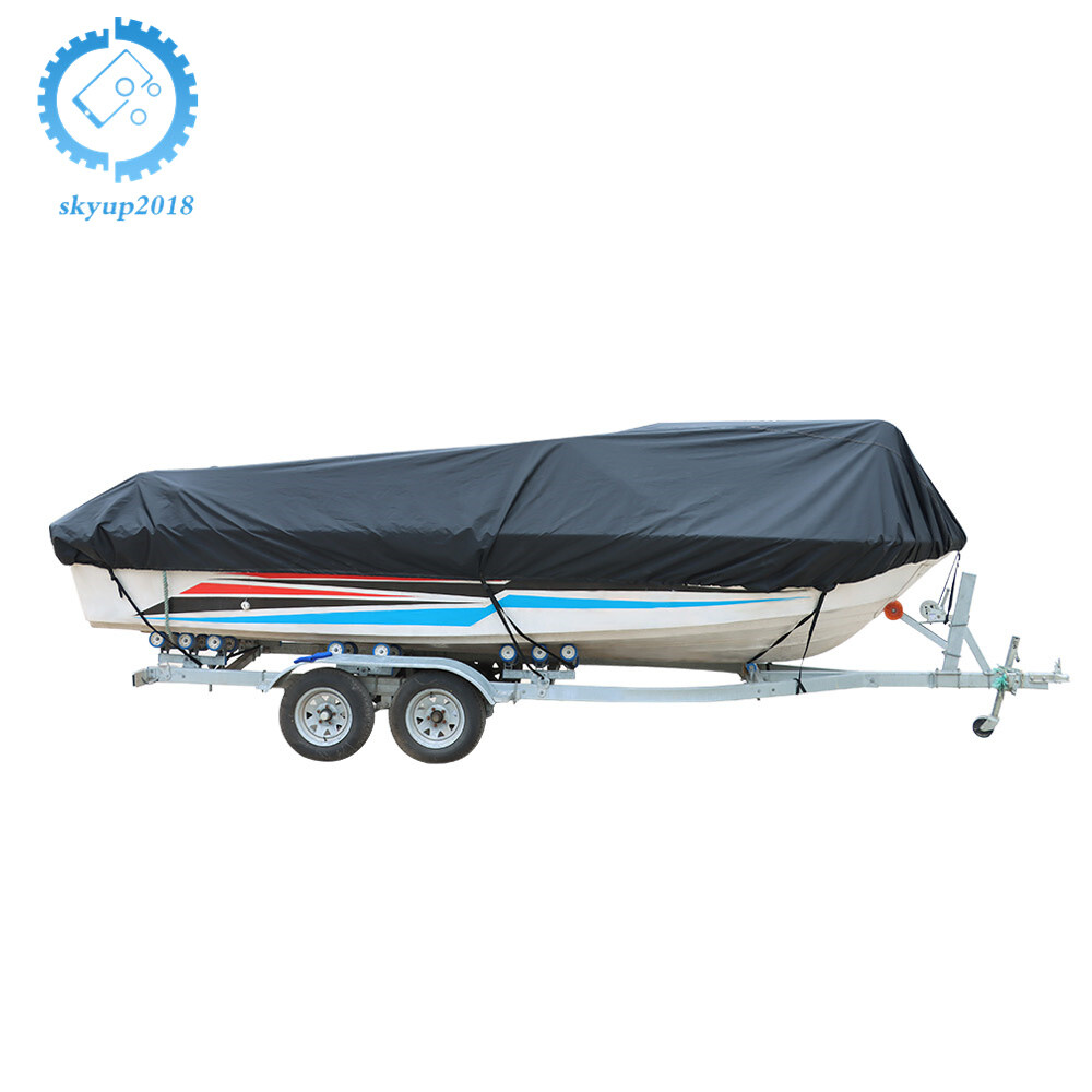 11 12 13ft Boat Cover V-Hull Runabouts Waterproof Heavy Duty 420D Black