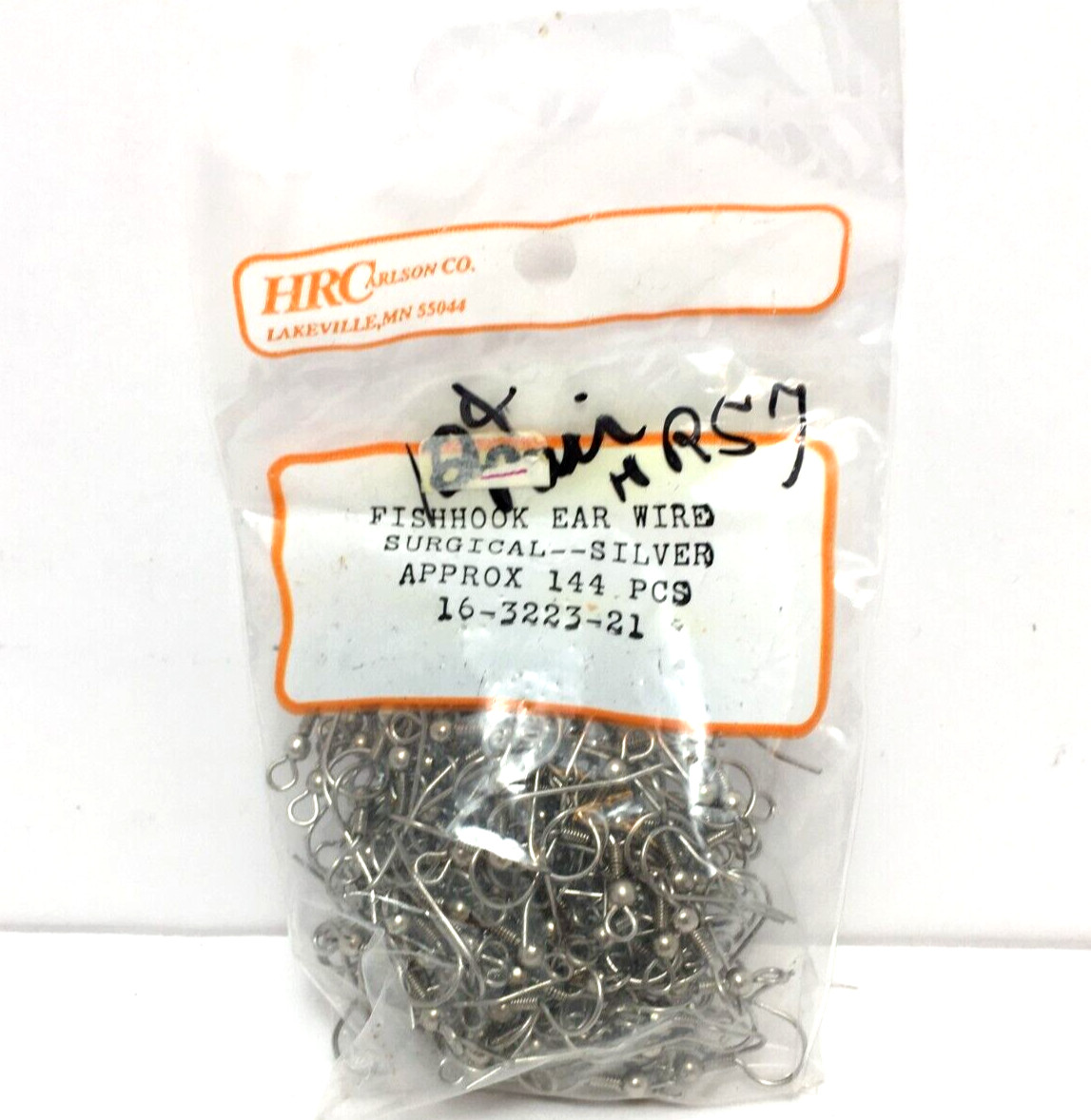 HRCarlson Co. fishhook ear wire silver tone 144 pieces earring making craft NEW