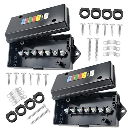 2 Set 7 Color Coded Electric 7 Pin Trailer Wiring Junction Box - 7 Way Black