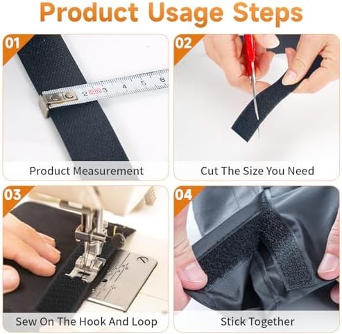 1in*11 Yard Sew On Hook and Loop Tape, Non-Adhesive Hook Loop Strips Roll, Stron