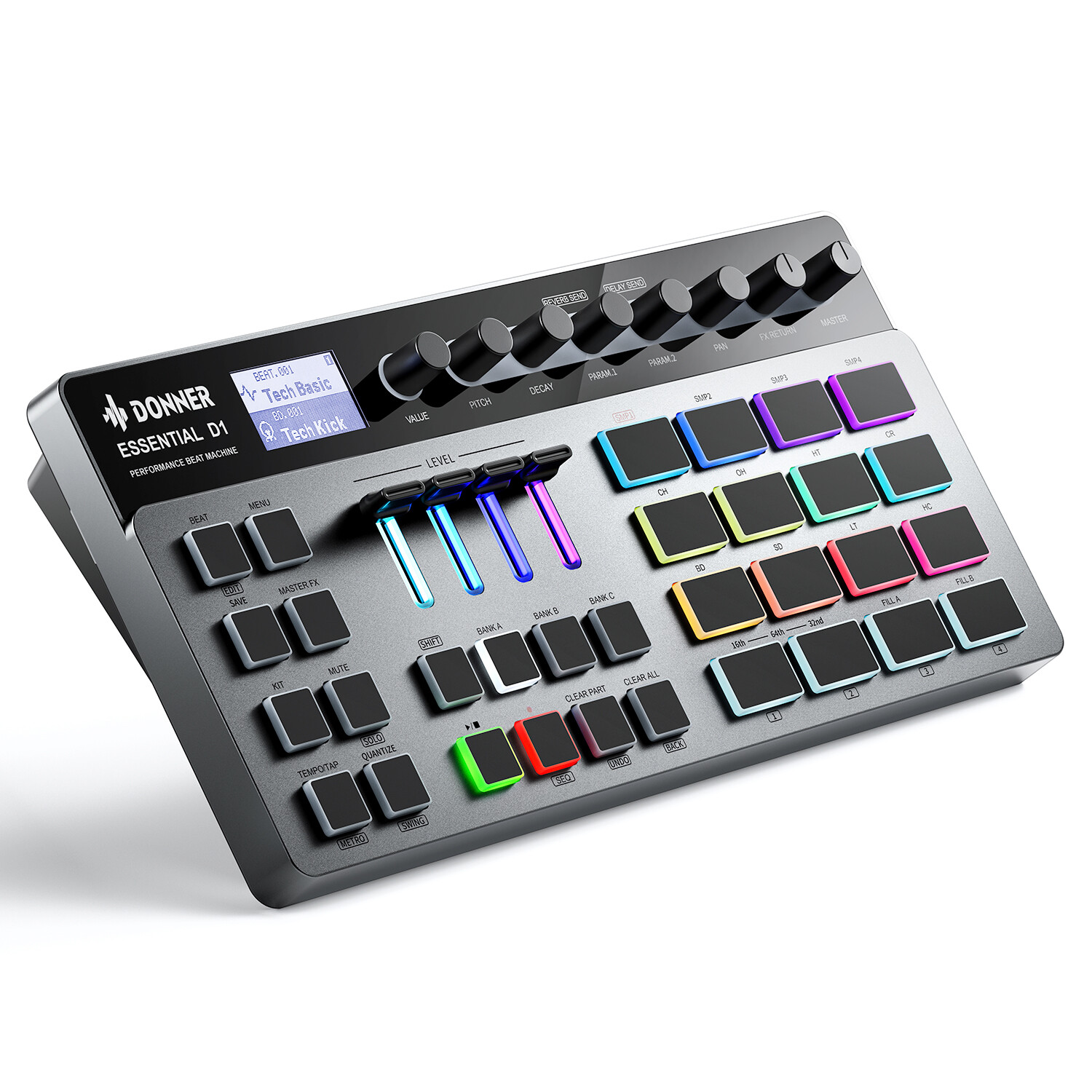 Donner Essential D1 Synthesizer Sequencer Finger Drum Machine With Software
