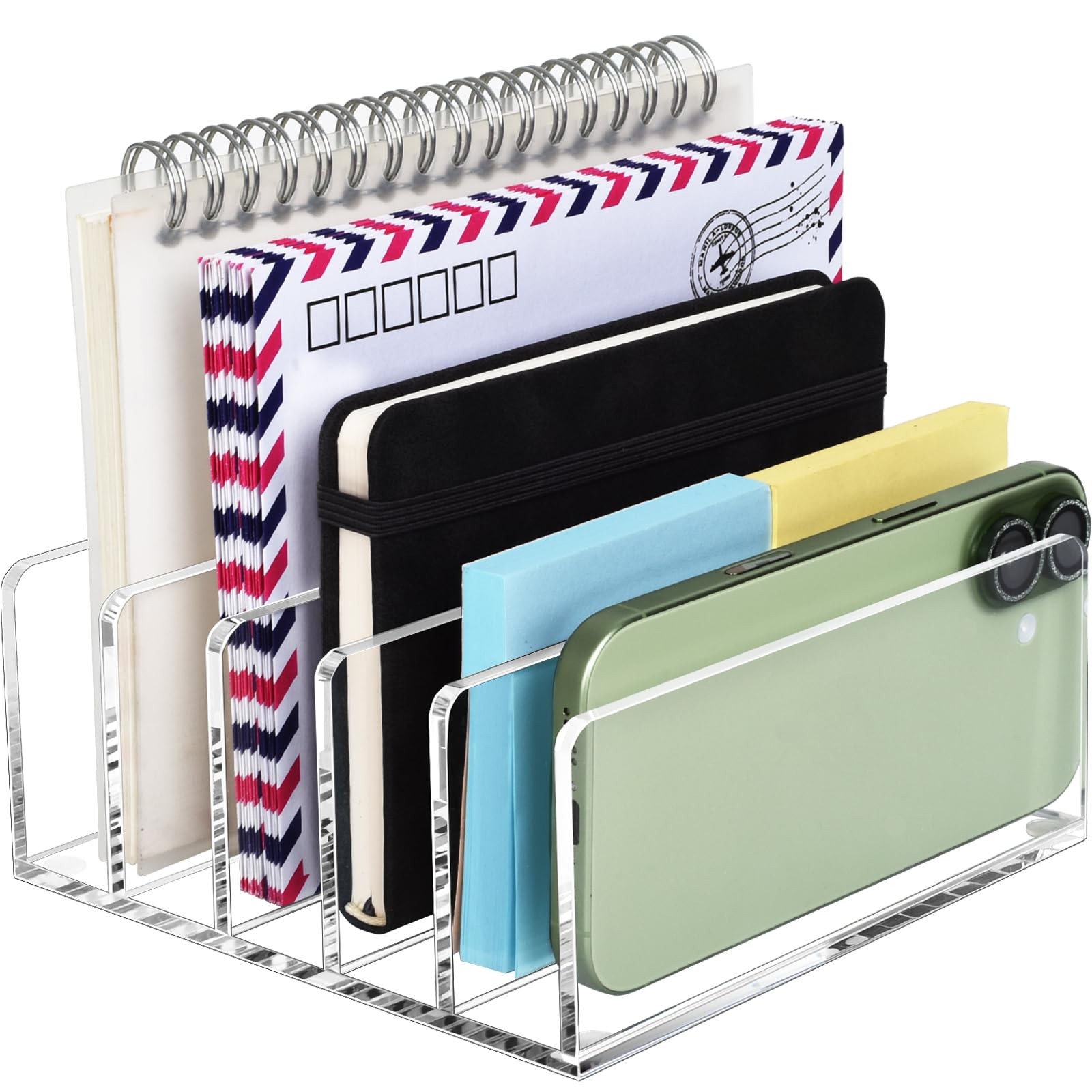 BEYGORM Acrylic Mail Holder, Clear Multifunction Desk Organizer Medium,