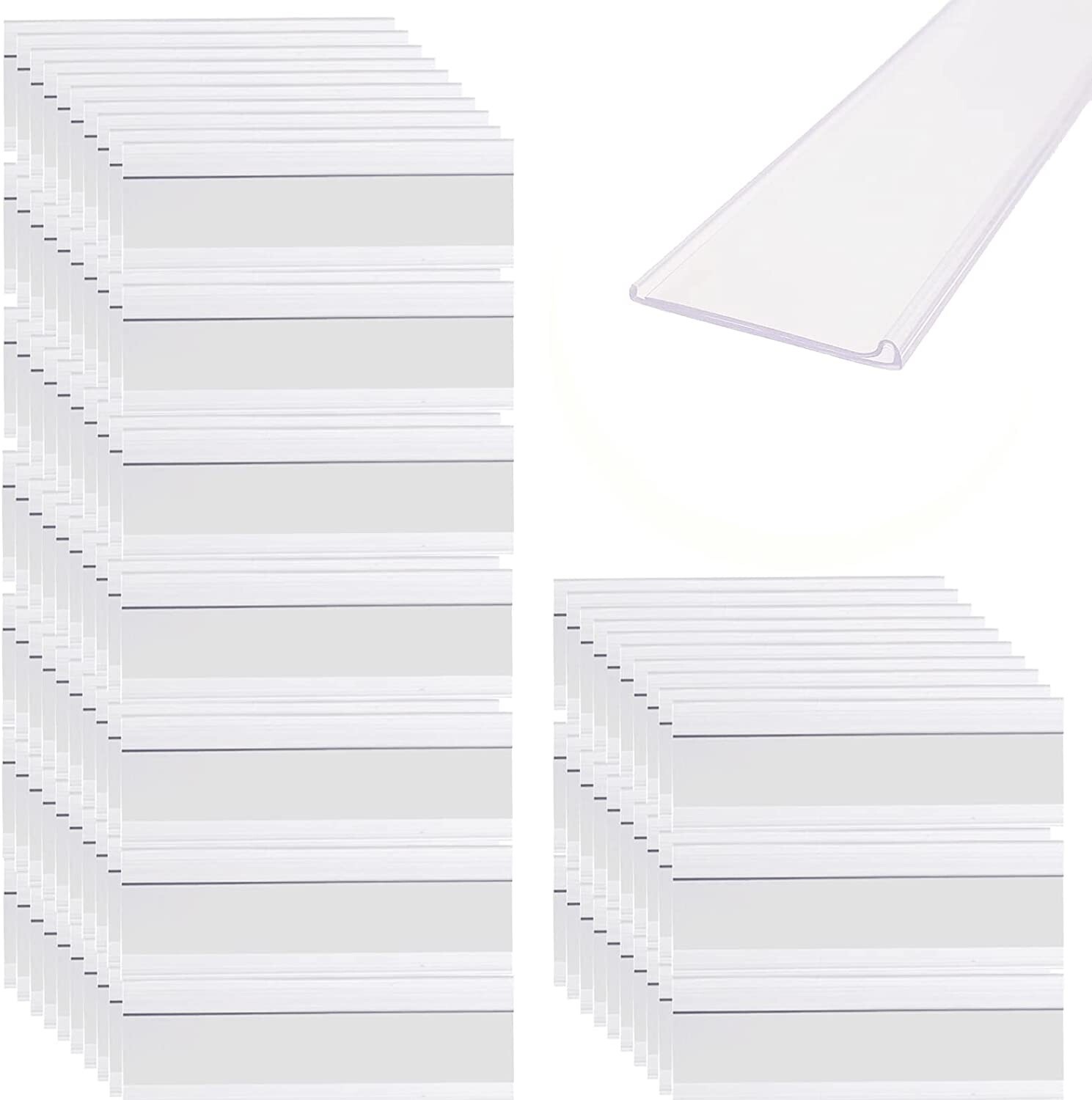 100 Pack Plastic Label Holders 1.2x4.7 Index Cards, Clear Self-Adhesive Pockets