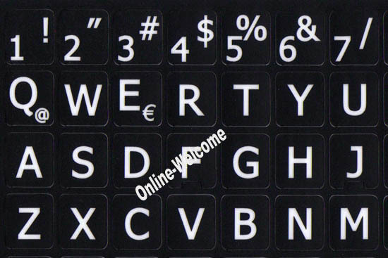SPANISH LATIN AMERICAN LARGE LETTERS KEYBOARD STICKER NON TRANSPARENT BLACK