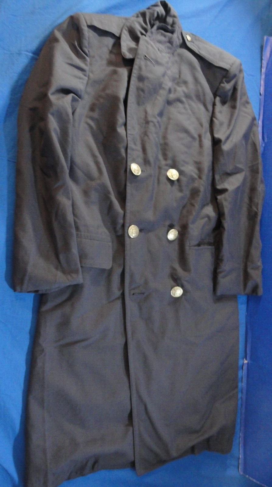1972 USAF US AIR FORCE MEN'S ALL WEATHER OVER COAT TRENCH BLUE SHADE 1549 35R