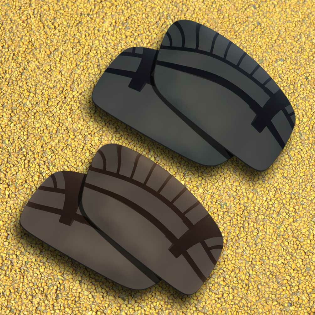 2 Pairs Polarized Lenses Replacement for-Oakley Twitch-Solid Black&Copper Brown