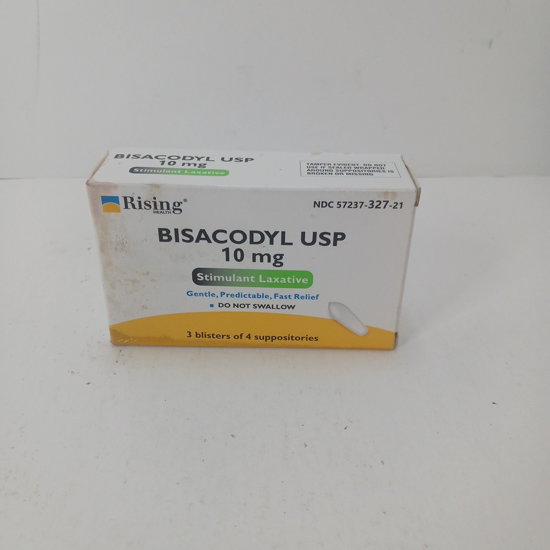 Rising Bisacodyl USP 10mg Stimulant Laxative 12 Suppositories EXP 10/2026