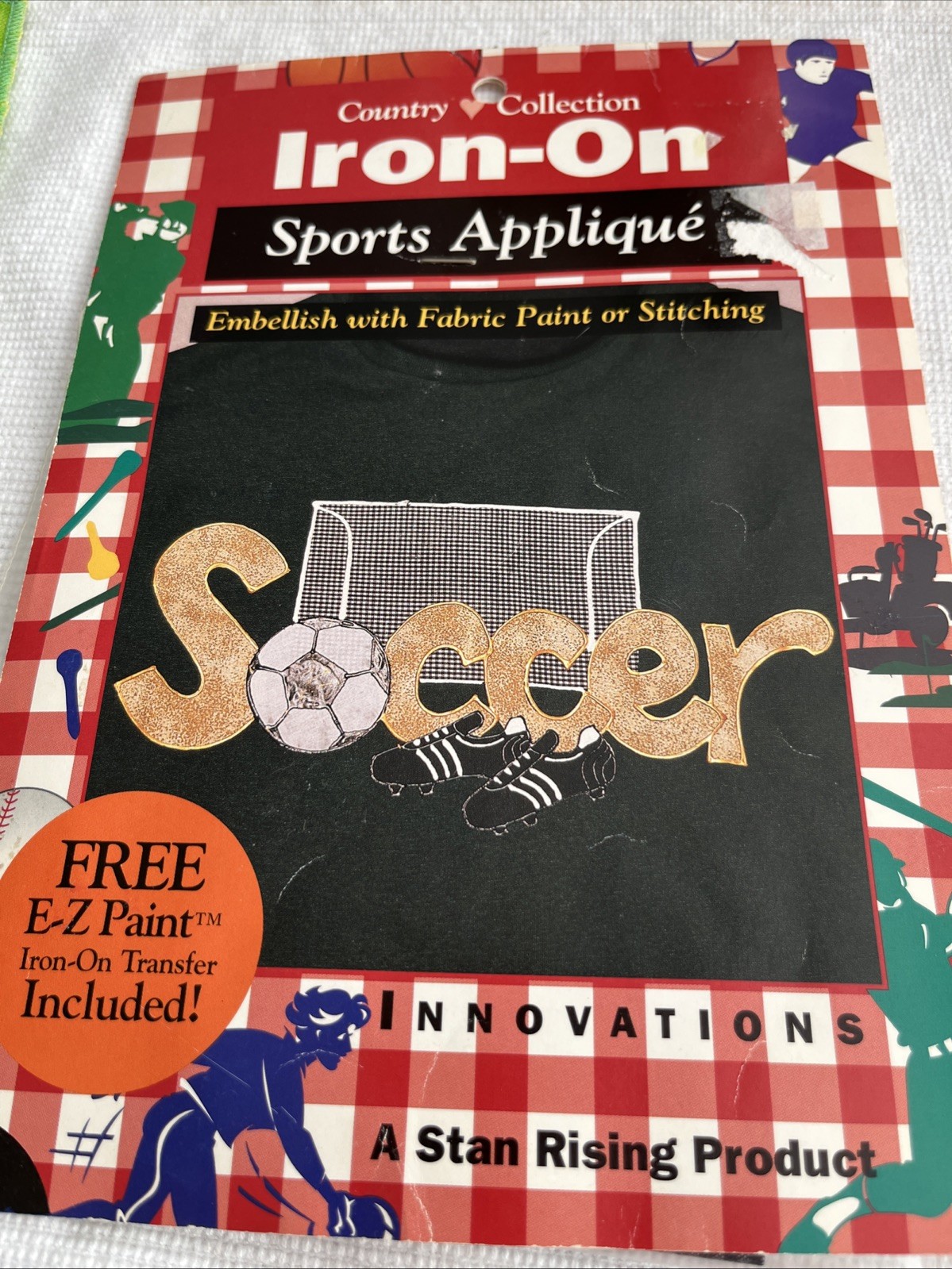 Vtg Rare Country Collection Iron-On SOCCER SPORTS APPLIQUE 1995 Stan Rising Prod