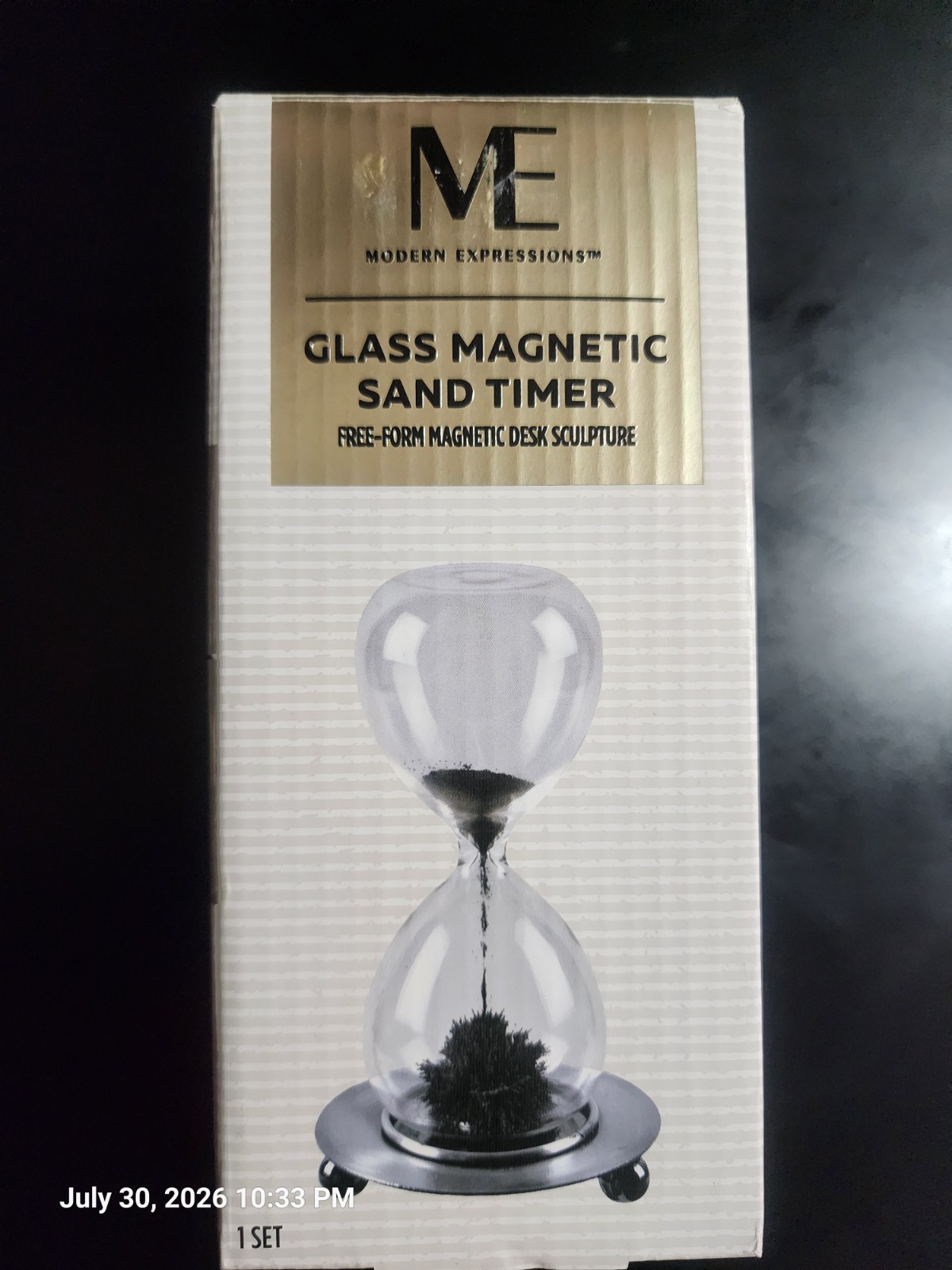 glass magnetic sand timer free form magnetic desk sculpture