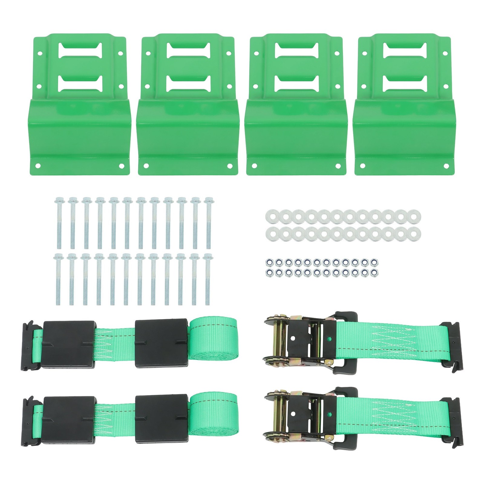 Green Wheel Chock Tie Down E Track Towing System Trailer For ATV UTV Heavy Duty
