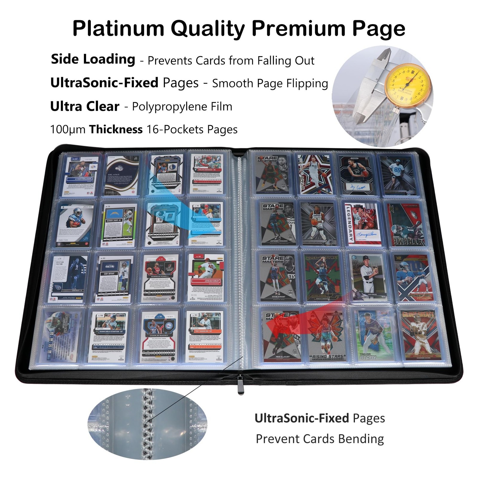 Rayvol Premium 16-Pocket Toploader Binder – Fits 512 Toploaders, Comes wit