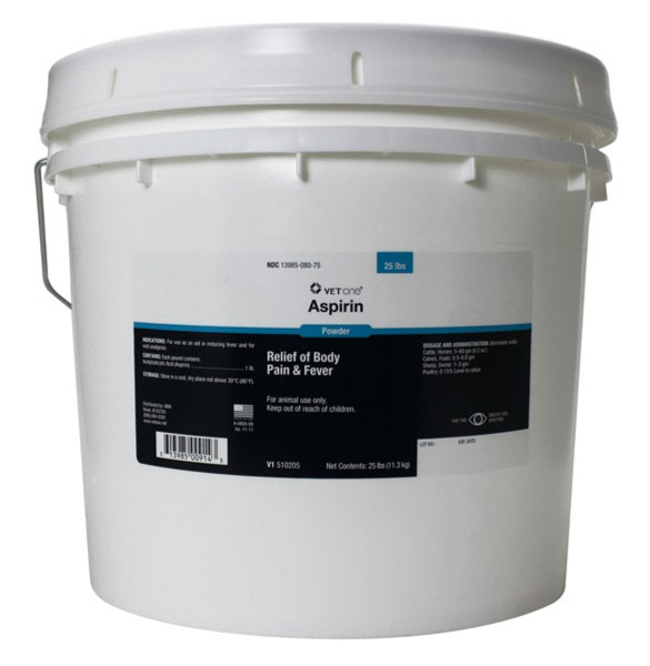Vetone Aspirin Powder Apple Flavored For Animal Fever & Mild Analgesia 25LB Pail