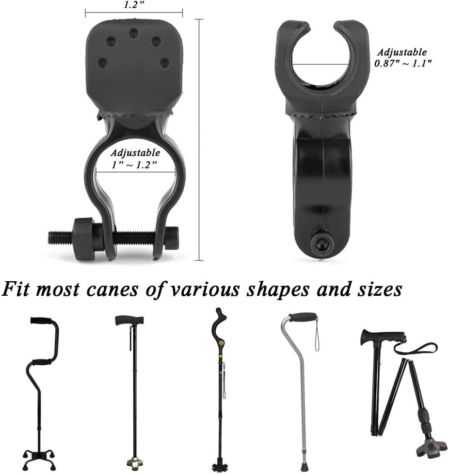 Mobility Aid Stick Bracket - 360° Rotatable Holder for Canes, Crutches, Walkers