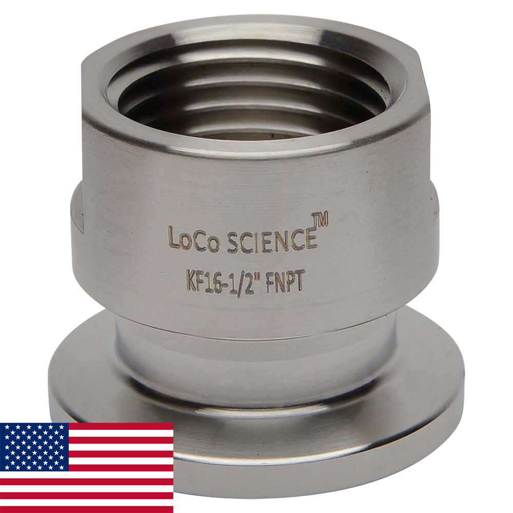 KF-16 NW-16 1/2" NPT (FEMALE) Adapter Vacuum Fitting SS304 LoCo SCIENCE!!