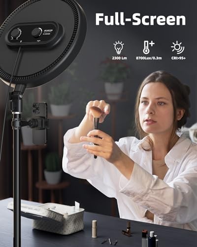 Large Ring Light with 79" Stand, 6500K Full-Screen Selfie Light Ring with