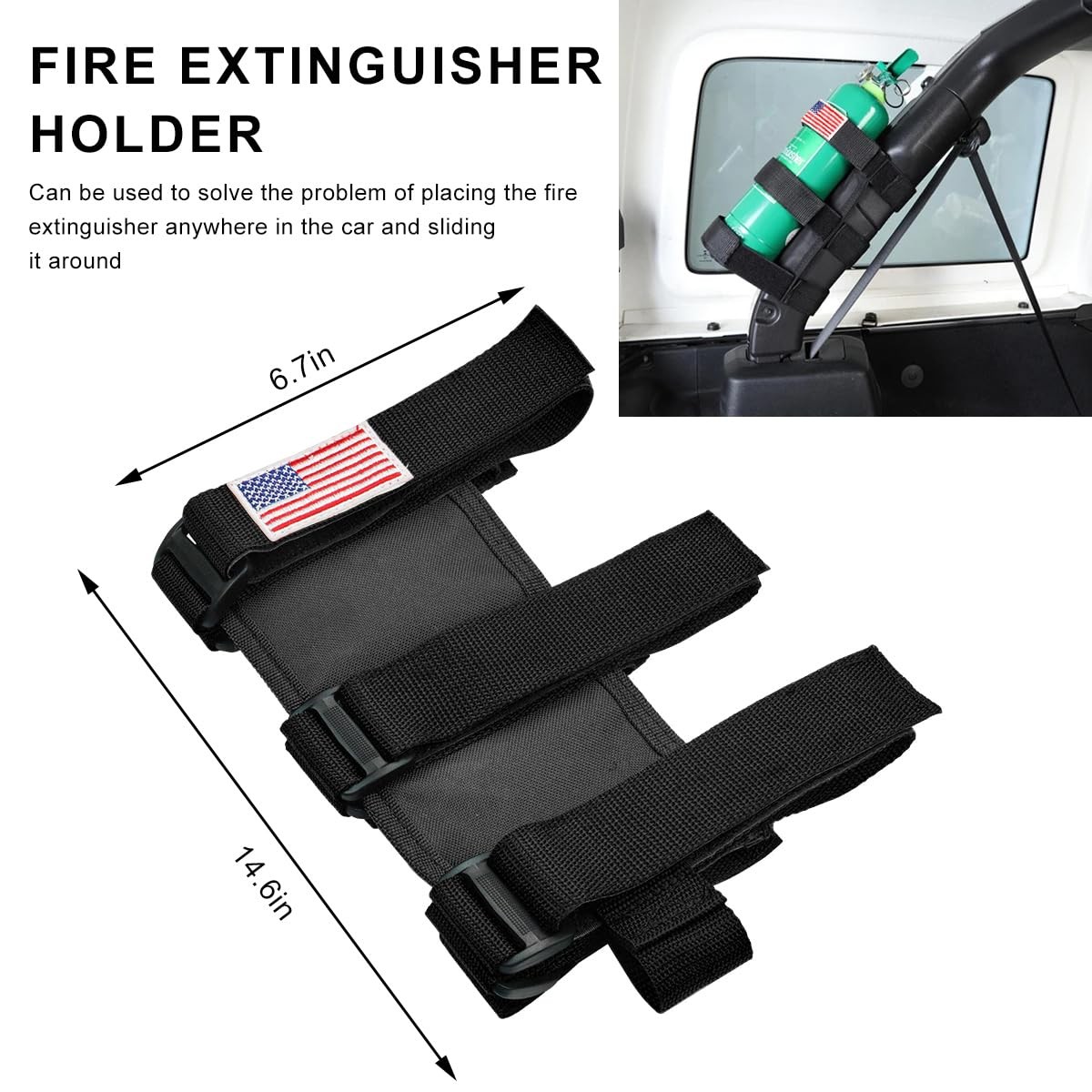 Adjustable Fire Extinguisher Holder Roll Bar Strap Bracket Mount with U Bolt