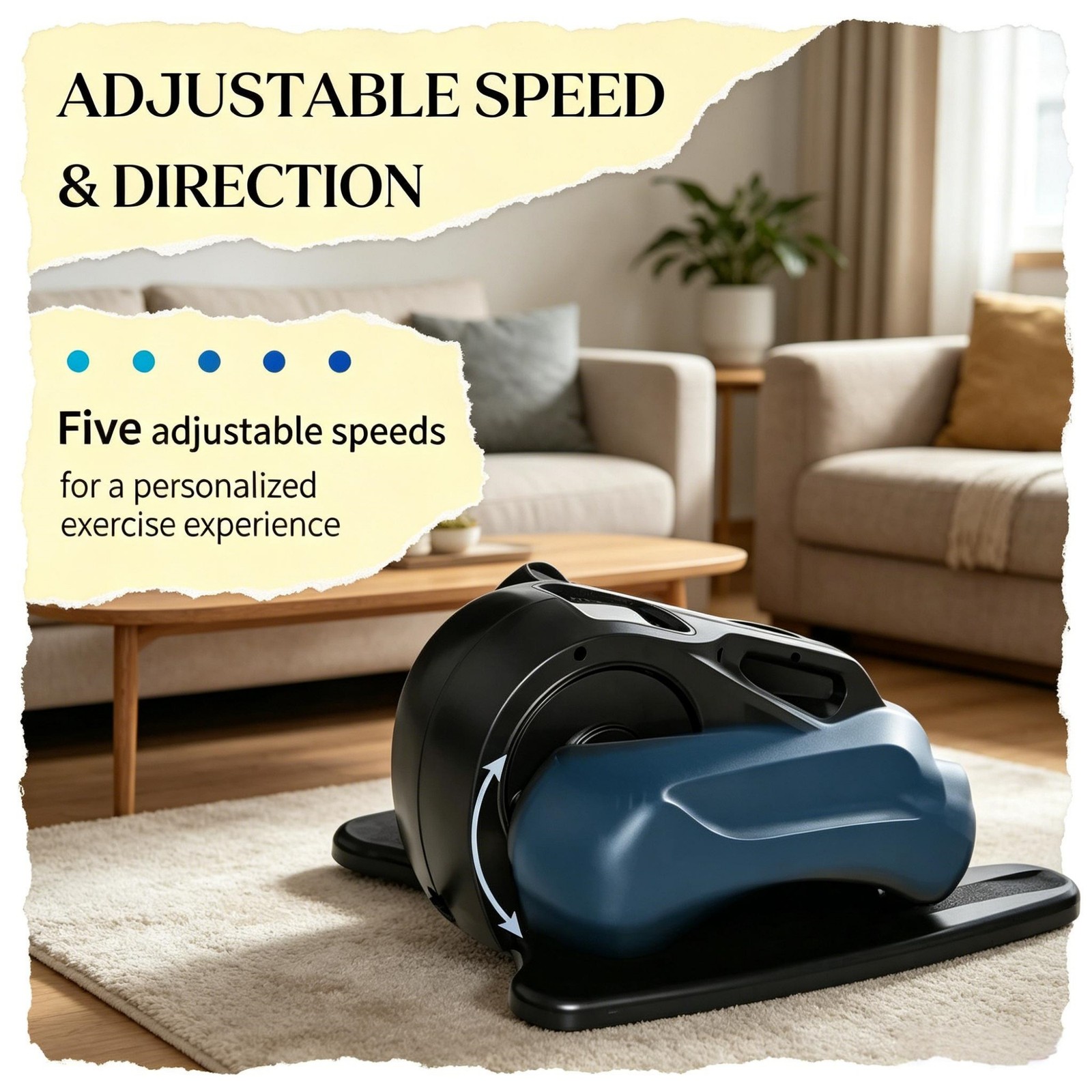 Under Desk Elliptical Machine Portable Electric Leg Exerciser with Remote& LCD
