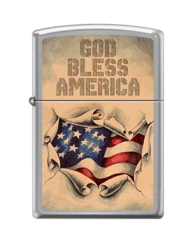 Zippo Lighter- Personalized for US Patriotic God Bless America Z5412
