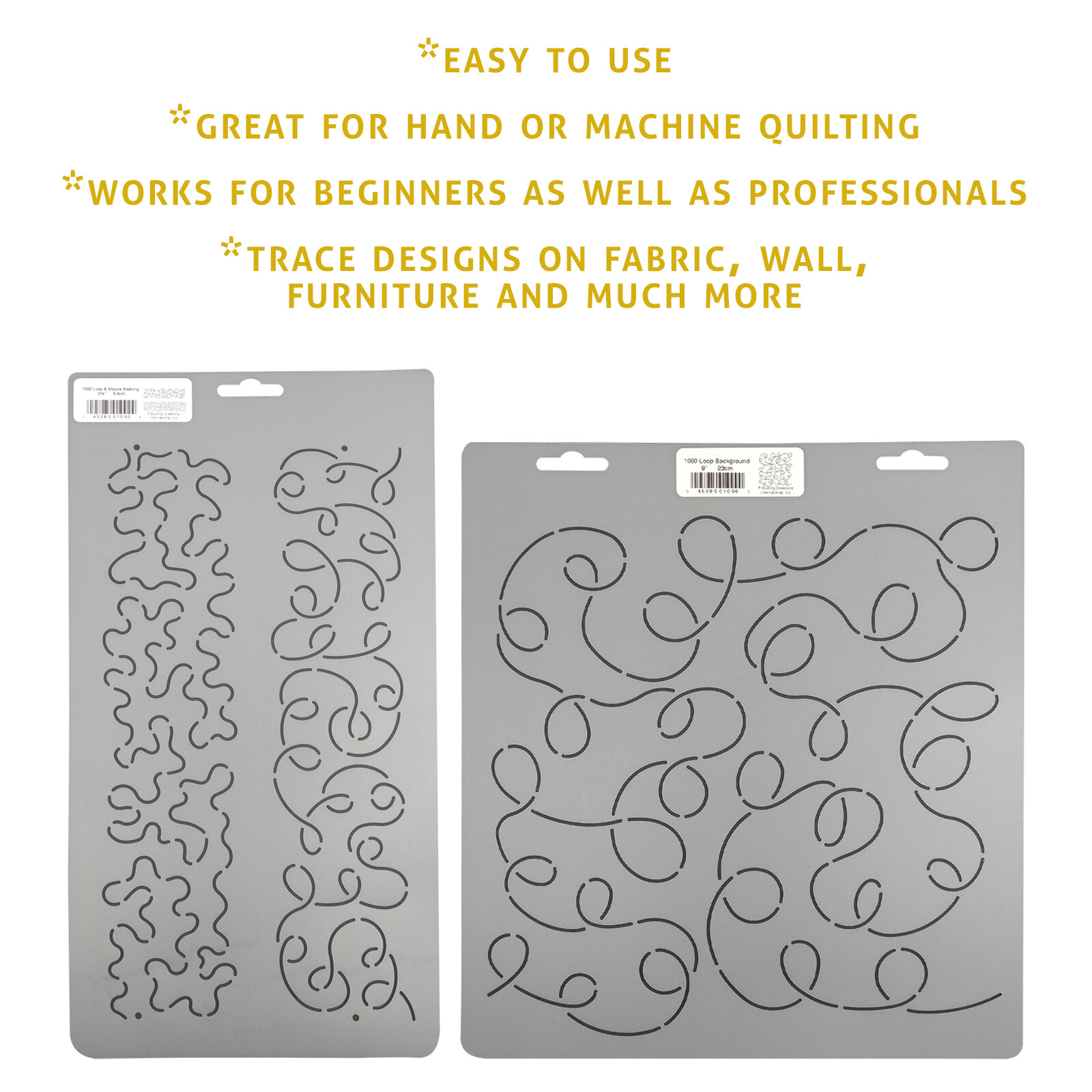 2 Quilting Stencils Stipple Quilt Pattern Border and Loop Stippling Background
