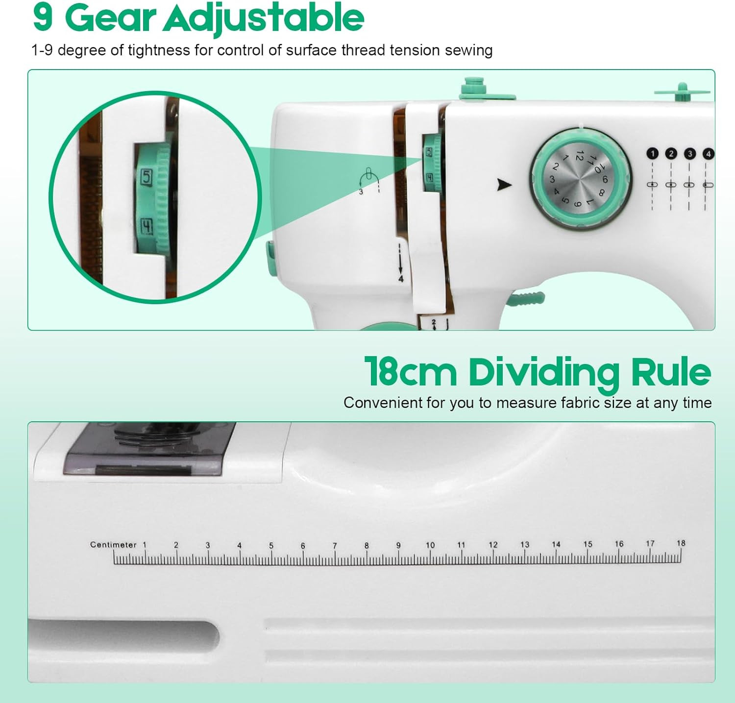 Sewing Machine for Beginners with Extension Table, 12 Stitches Portable Sewing M