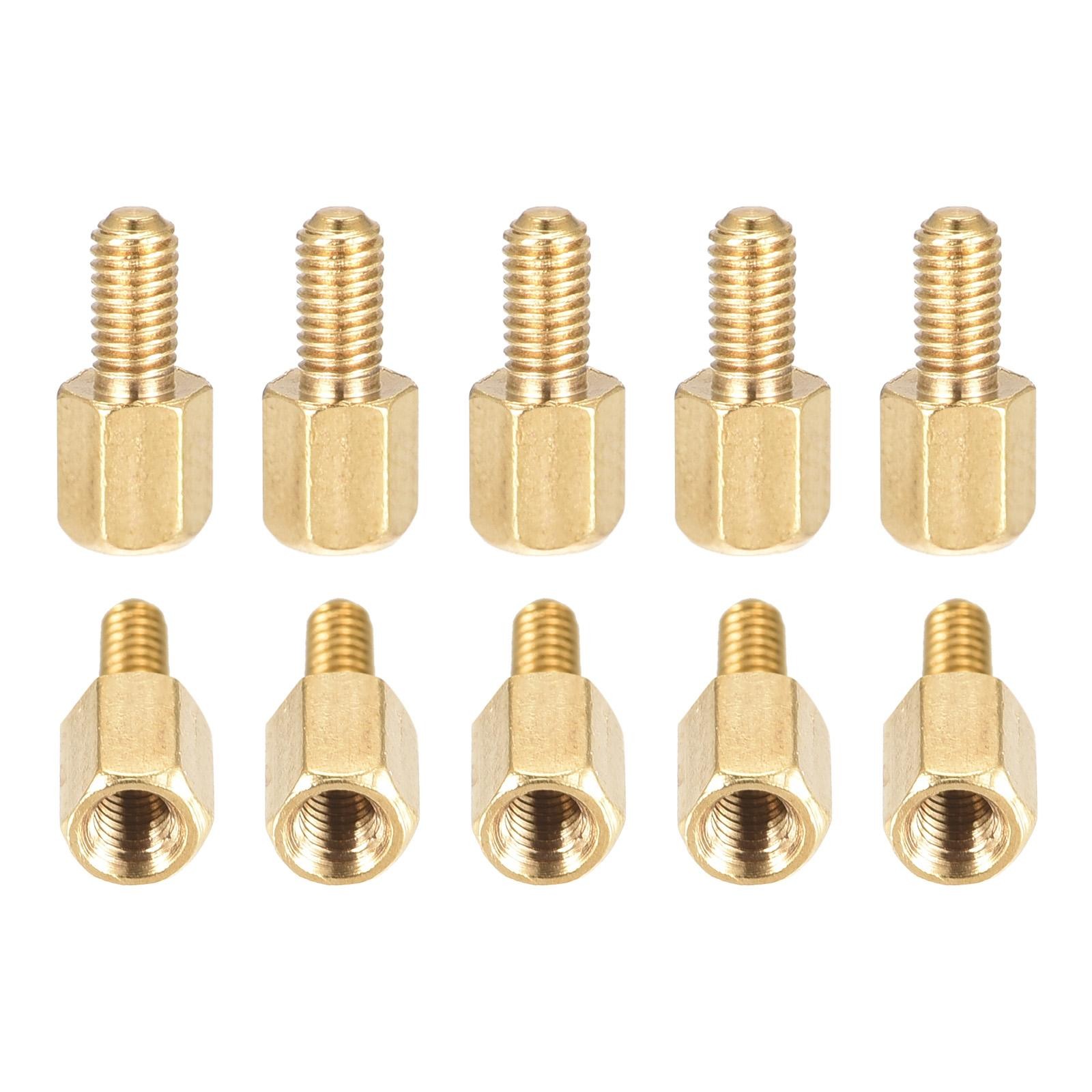 100Pack M3x5x6mm(DxHLxML) Brass Hex Standoff Male to Female Spacer Screw Nuts