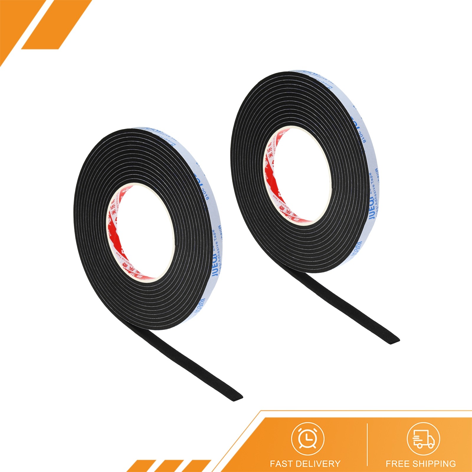 2 Pcs 3/8"W x 1/8"T x 16.4 Ft EVA Single Sided Foam Tape, Black