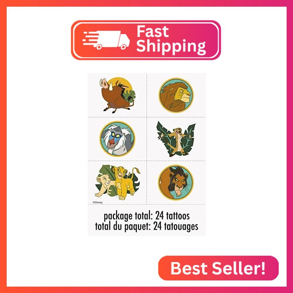 Lion King Party Temporary Tattoos | Assorted Designs | 24 Pcs